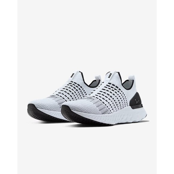 Size 9.5 Nike React Phantom Run FK Flyknit 2 True White Black Mens CJ0277-100 - Picture 5 of 8